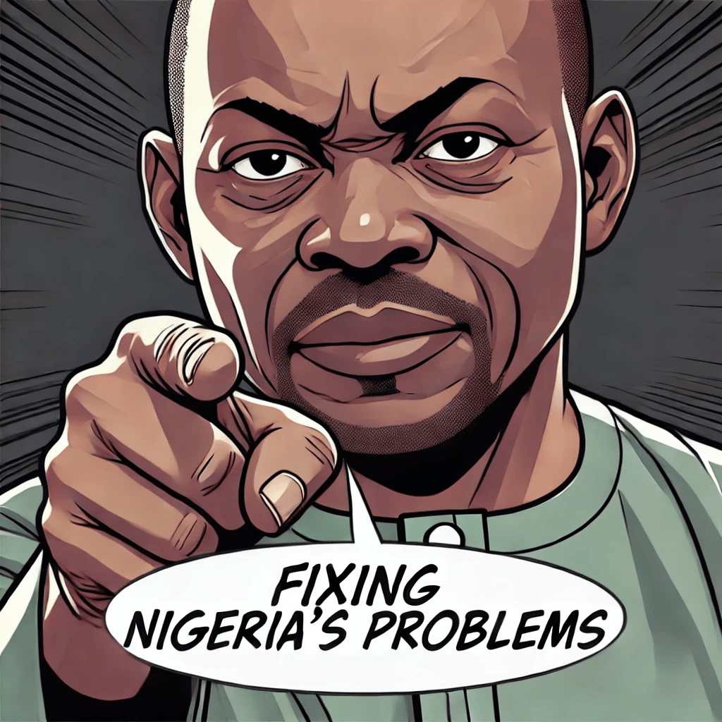 Peter Obi's portrait with a caption highlighting his dedication to Nigeria's progress.